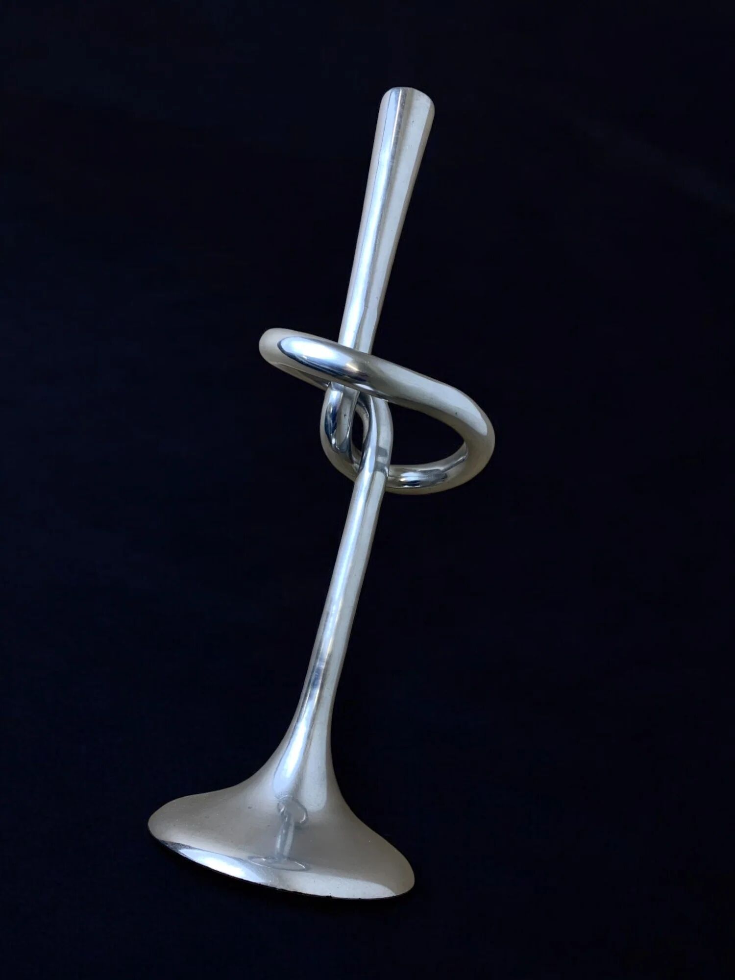 XL knotted candlestick in solid aluminium, Italy, 1980s