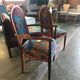 Art Nouveau chair with floral fabric and carved wood