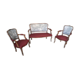 2-seater sofa and 2 armchairs in Louis XV style, revamped