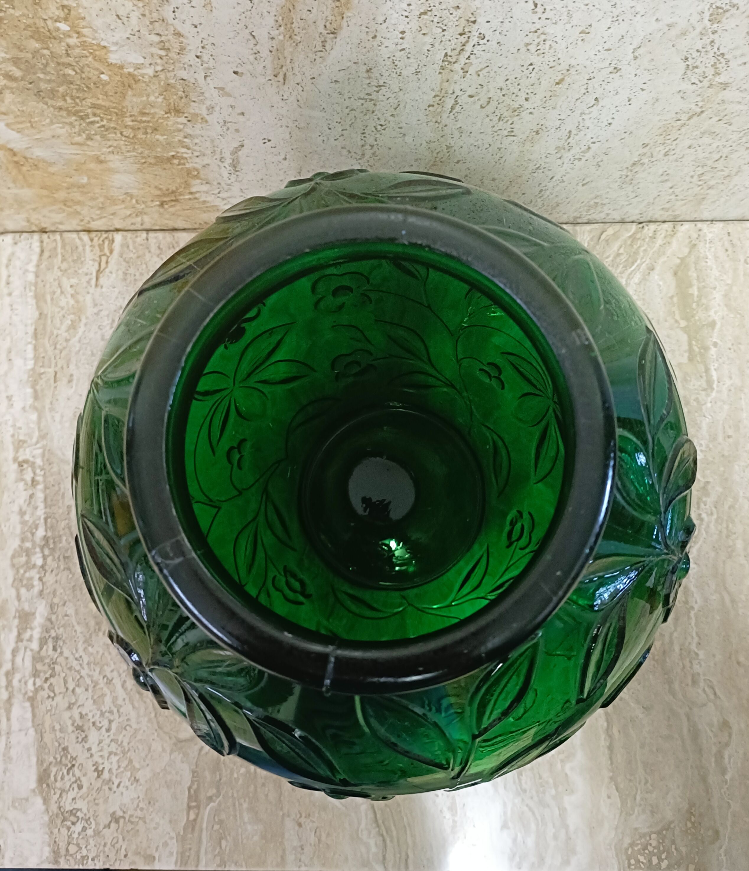 Ovoid vase pressed glass green art deco
