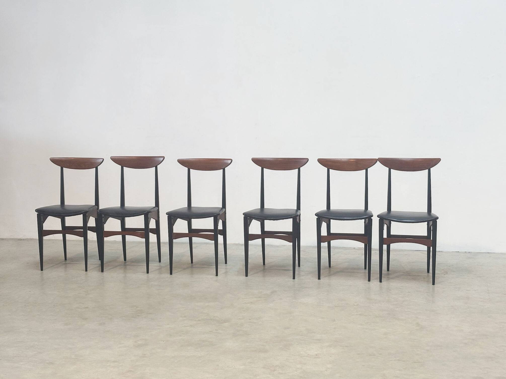 Set of six sculptural Italian dining chairs