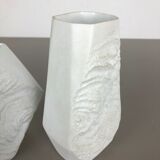 Set of 2 Original OP Art Biscuit Porcelain Vases by AK Kaiser, Germany, 1970s