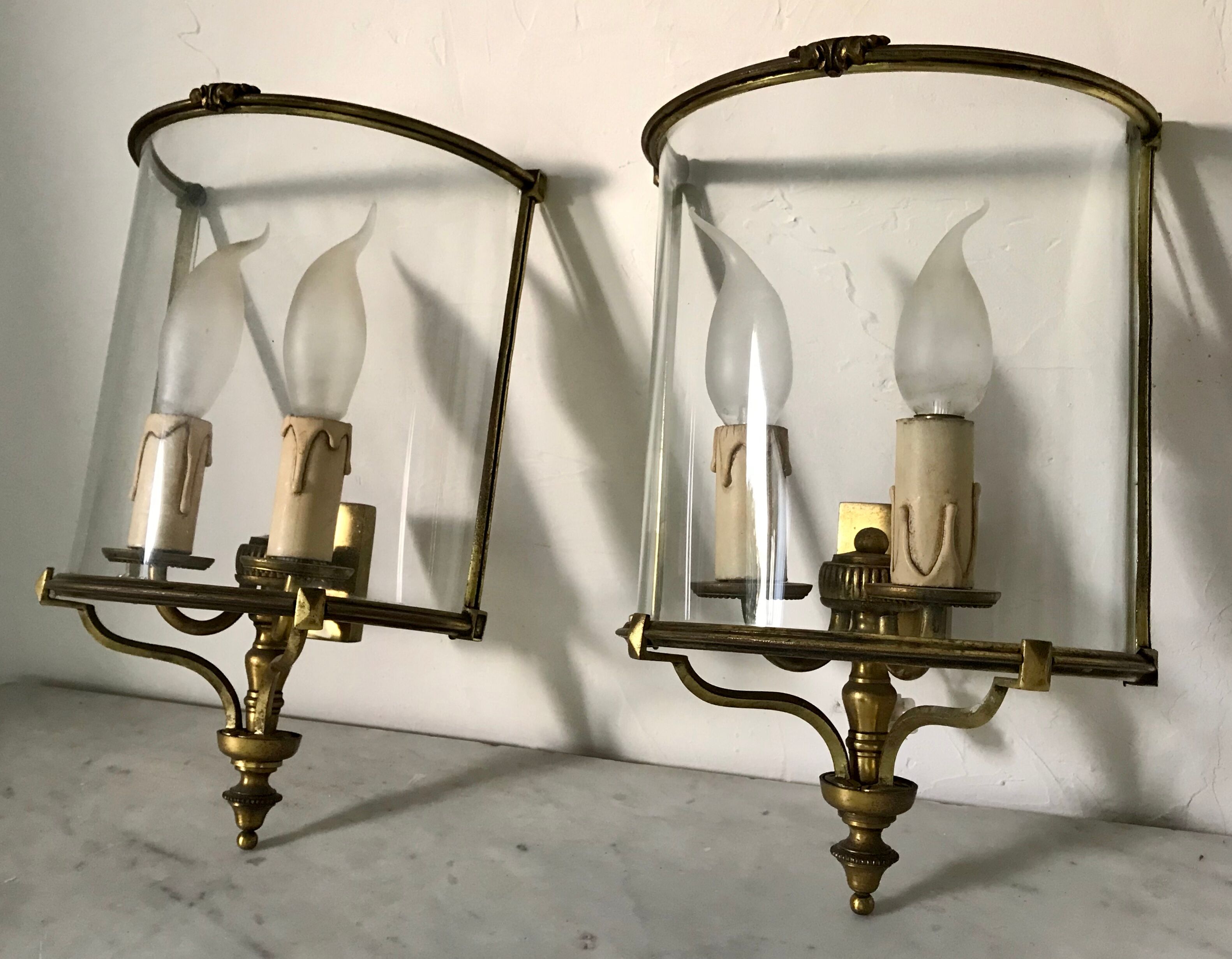 Pair of brass wall lights