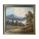 Table HST "animated pastoral landscape" HST signed (to be deciphered) + frame