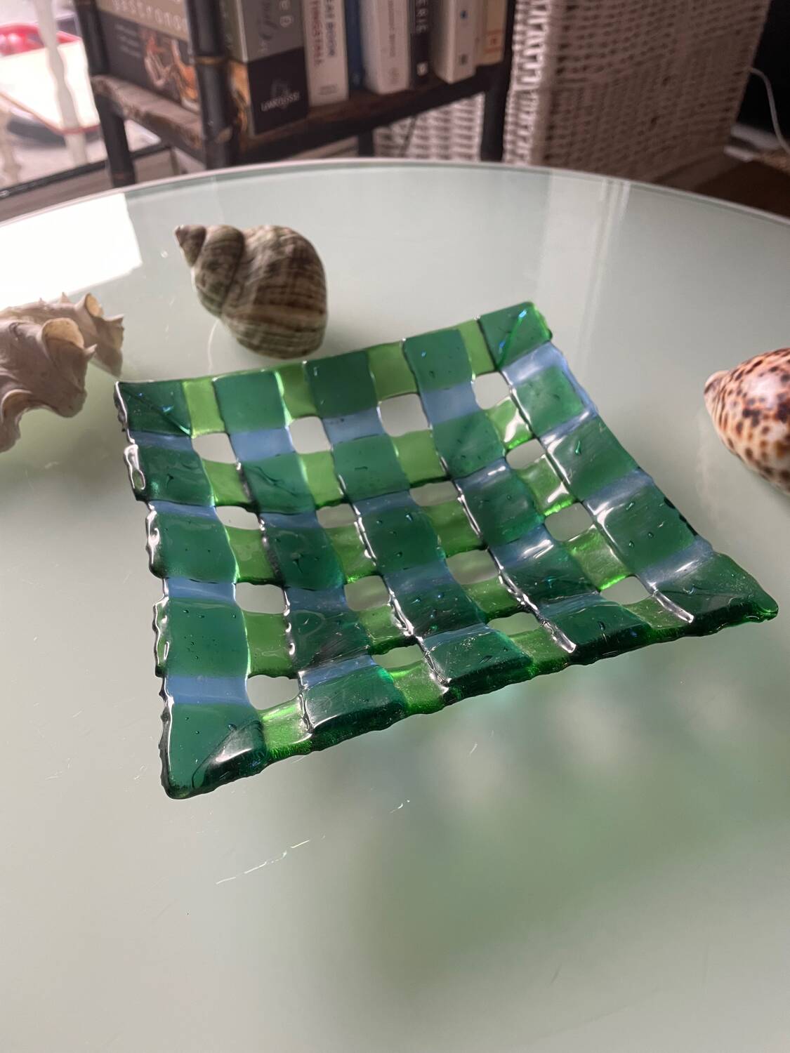 Coupelle à bijoux en verre soufflé bouche tressée de Murano