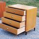 Vintage store chest of drawers in blond oak metal tube legs 4 drawers