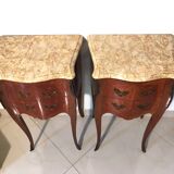 Pair of Louis XV style bedside tables in marquetry