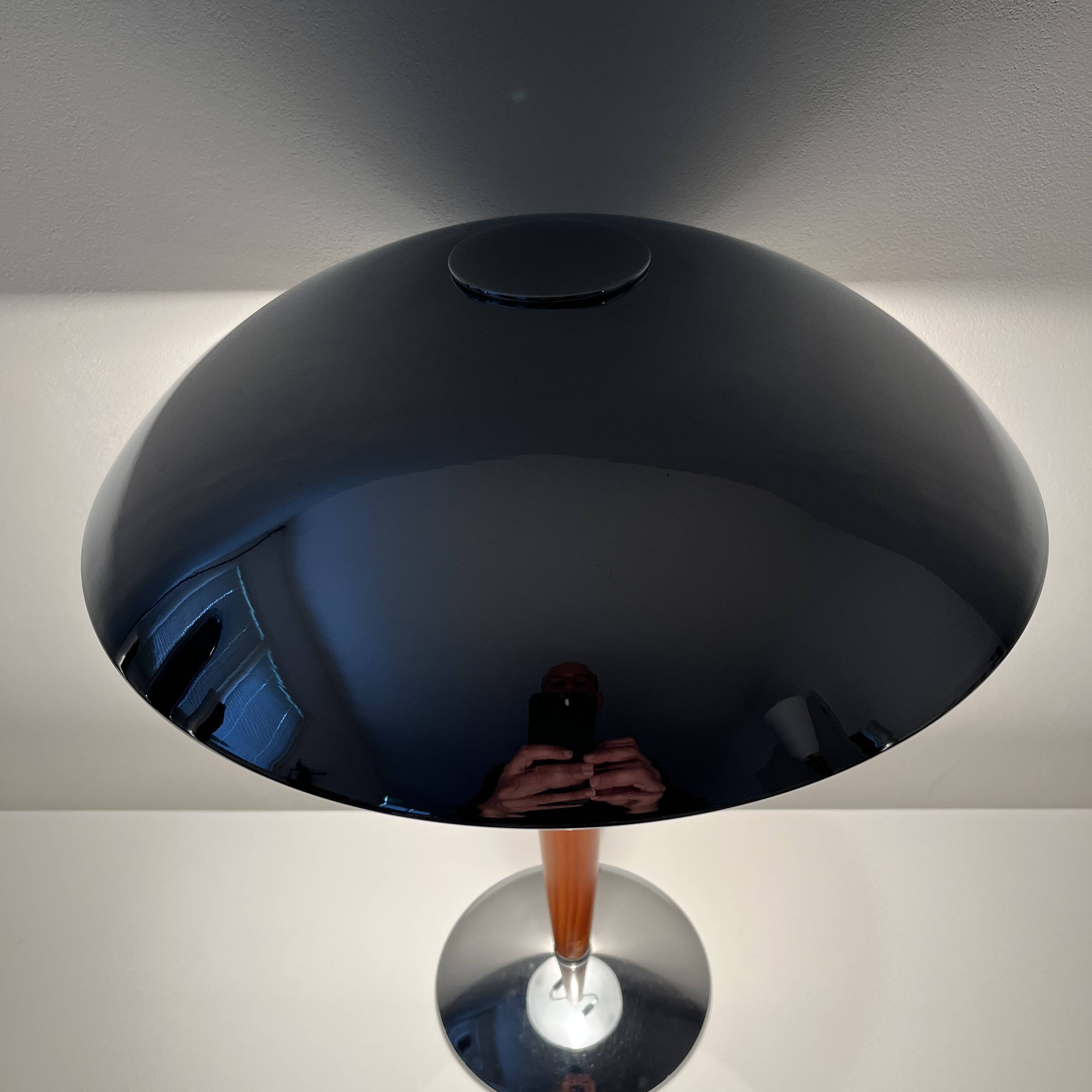 Chrome mushroom lamp in art deco style called liner