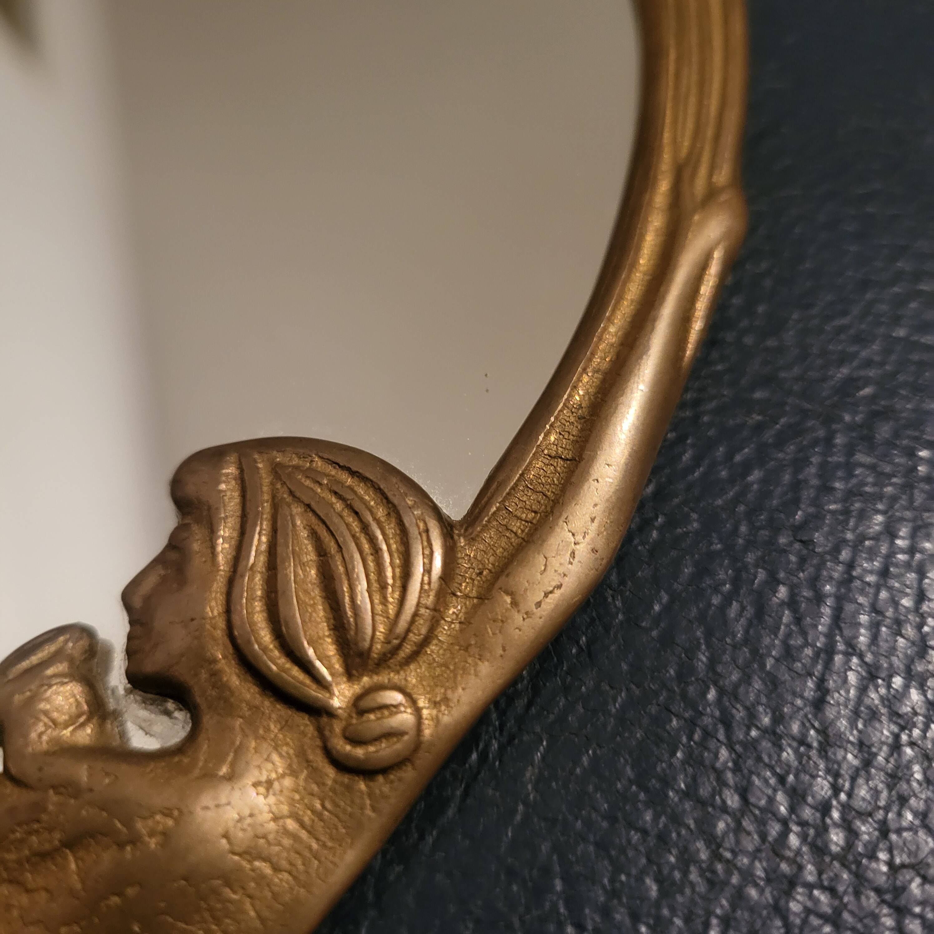 Brass vanity mirror, Art Nouveau style