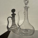 Large transparent glass carafe with a Biot stopper H32 D14.5