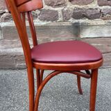 Pair of Alsatian bistro chairs in wood and leather, 1960