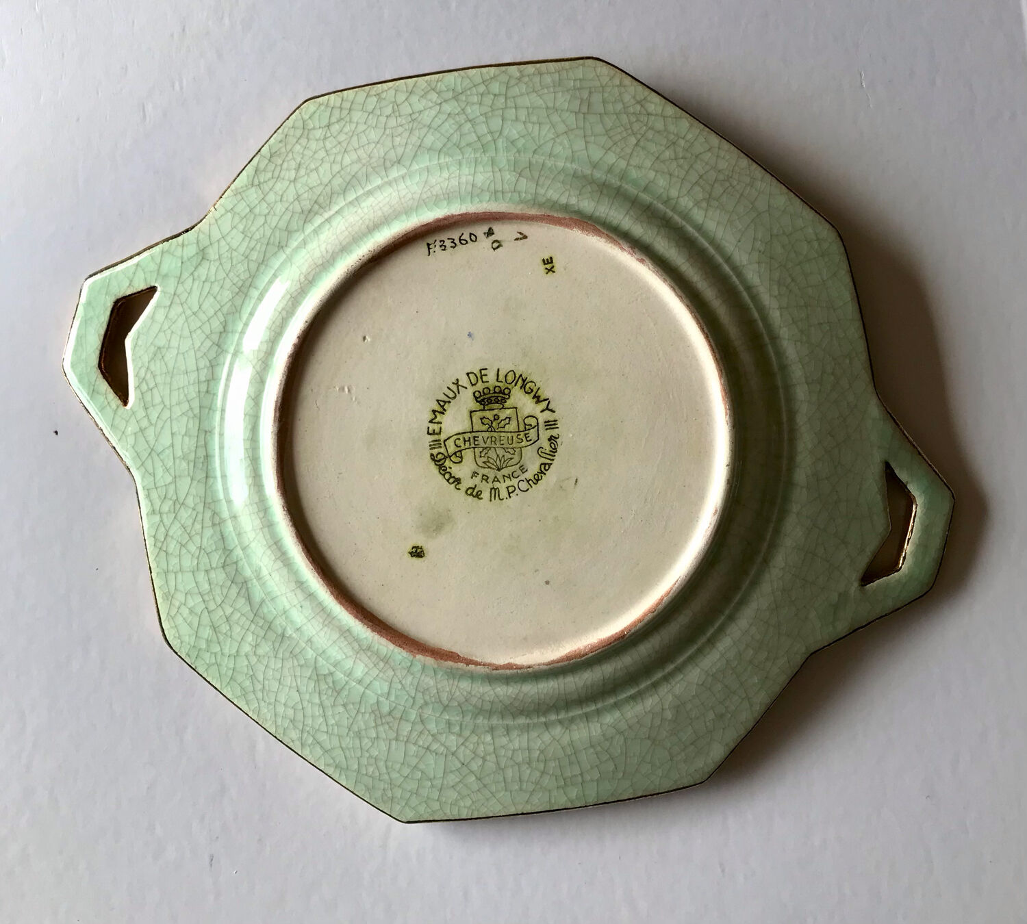 Plat à gâteau Longwy Chevreuse émaux MP Chevallier