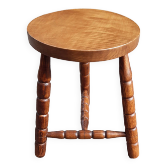 Tabouret bois tripode pieds tournés