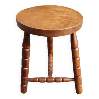 Wooden tripod stool with turned legs