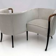 Rare Giorgetti Italian Velvet Conversation Sofa "Progetti", 1980s