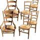Chairs and armchairs in solid oak - seat in straw