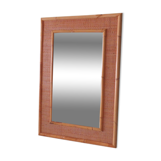 Italian wall mirror vintage vera dal in bamboo and cane