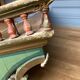 Italian floor patina green 1900 wood turns polychromy