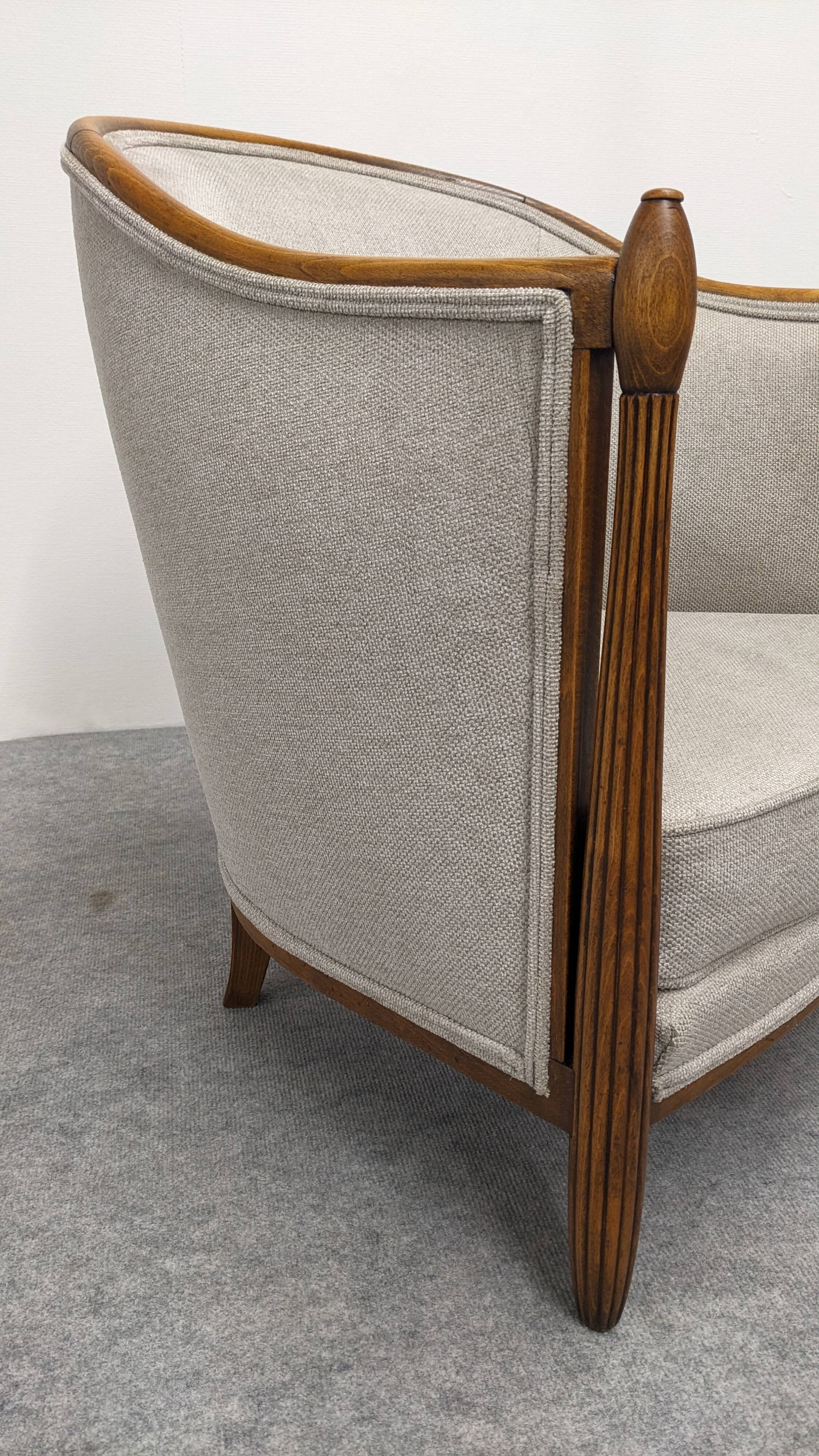 Pair of Art Deco gondola armchairs, France circa 1920