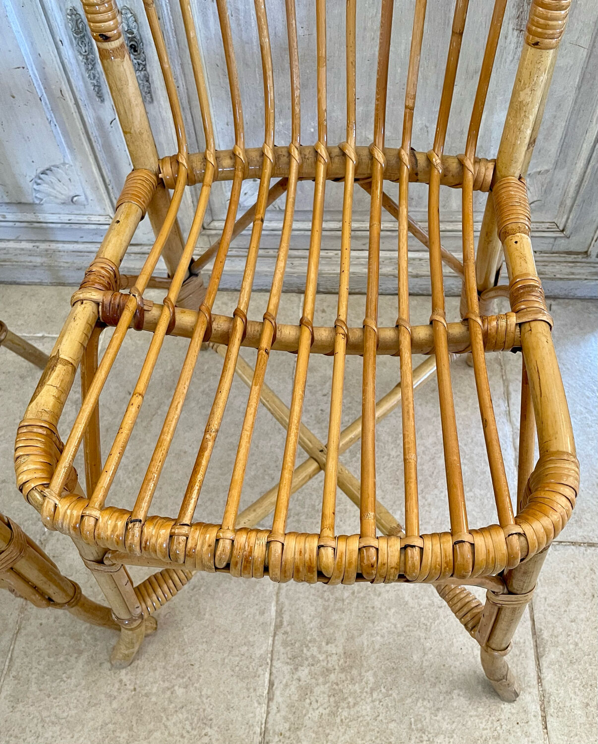 Set of four rattan chairs