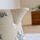 Large antique Saint-Uze pitcher / steel clay terrine Saint-Uze floral pattern