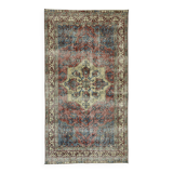 One-of-a-kind turkish handwoven vintage rug - rustic vintage charm 222x 117 cm