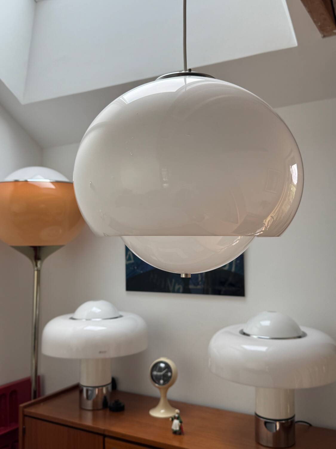 Vintage pendant lamp Harvey Guzzini Burgos: spatial suspension i