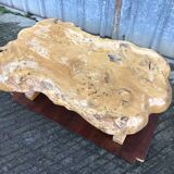 Handcrafted Brutalist coffee table in solid elm