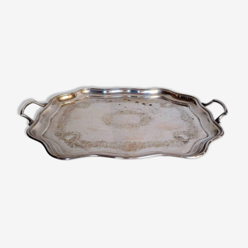 Silver metal tray 57 cm early 20th rectangle