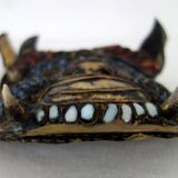 Vintage ritual mask in repoussé brass from Nepal/Tibet.