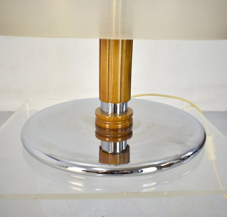 Vintage italian table lamp acrylic mushroom shaped shade, 1970's