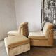 Pair of modular velvet armchairs and ottoman