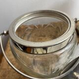 Pot à biscuits en verre ciselé et métal