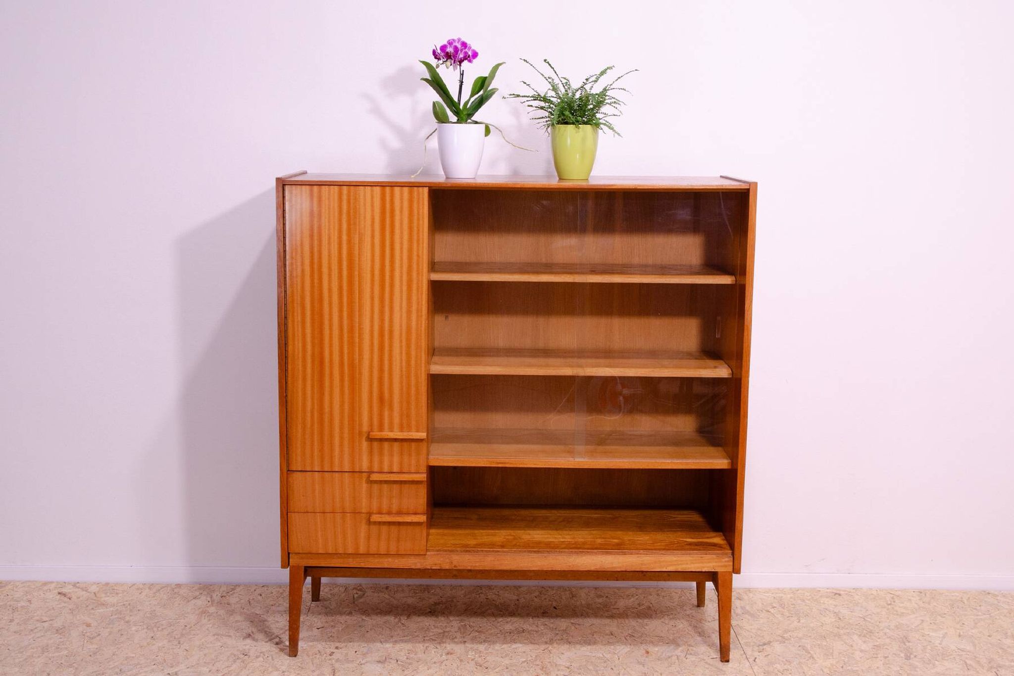Midcentury glazed bookcase by František Mezulánik for UP Závody, 1960s