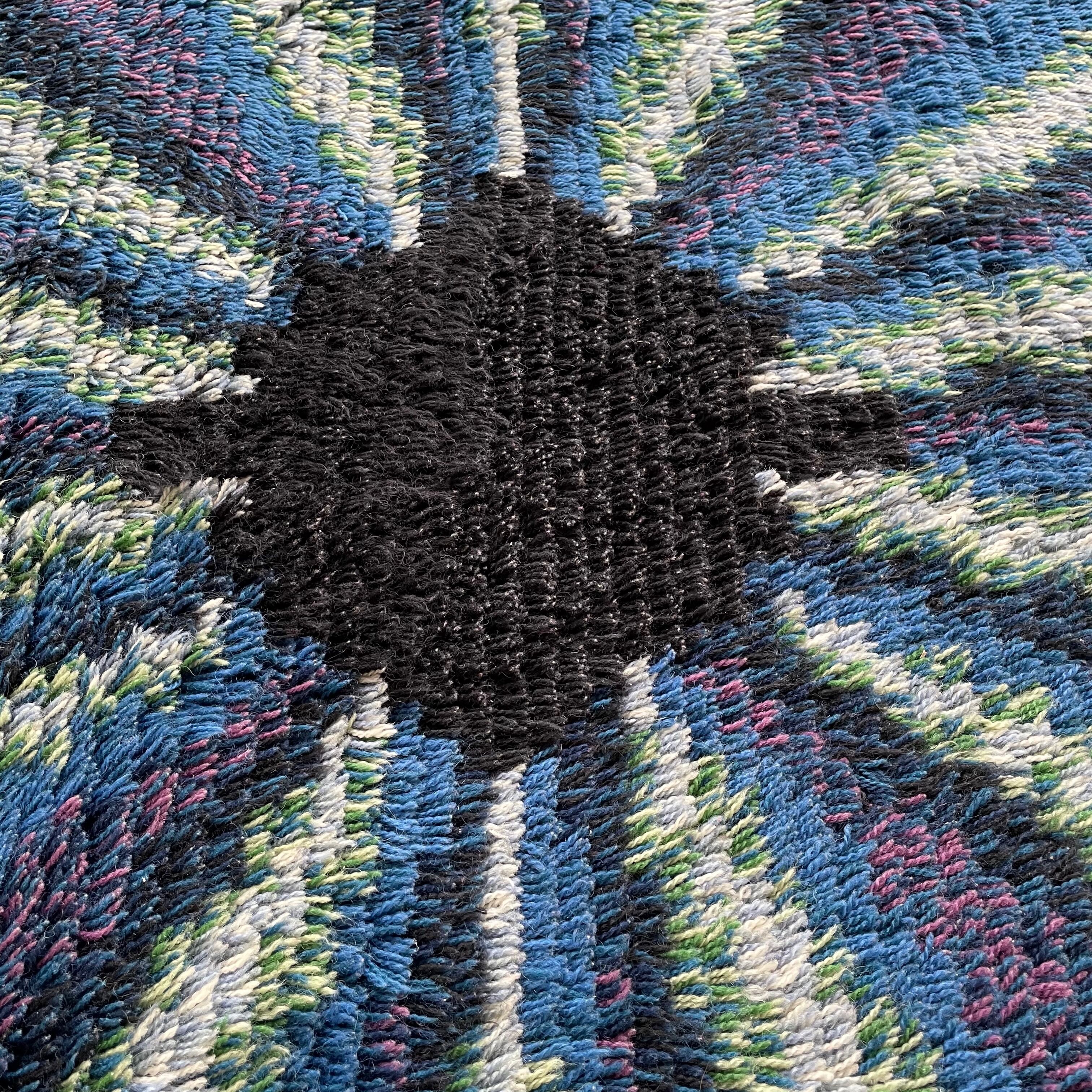 Original ABSTRACT Scandinavian High Pile Pop Art Rya Rug Carpet, Sweden, 1960s 146x201cm