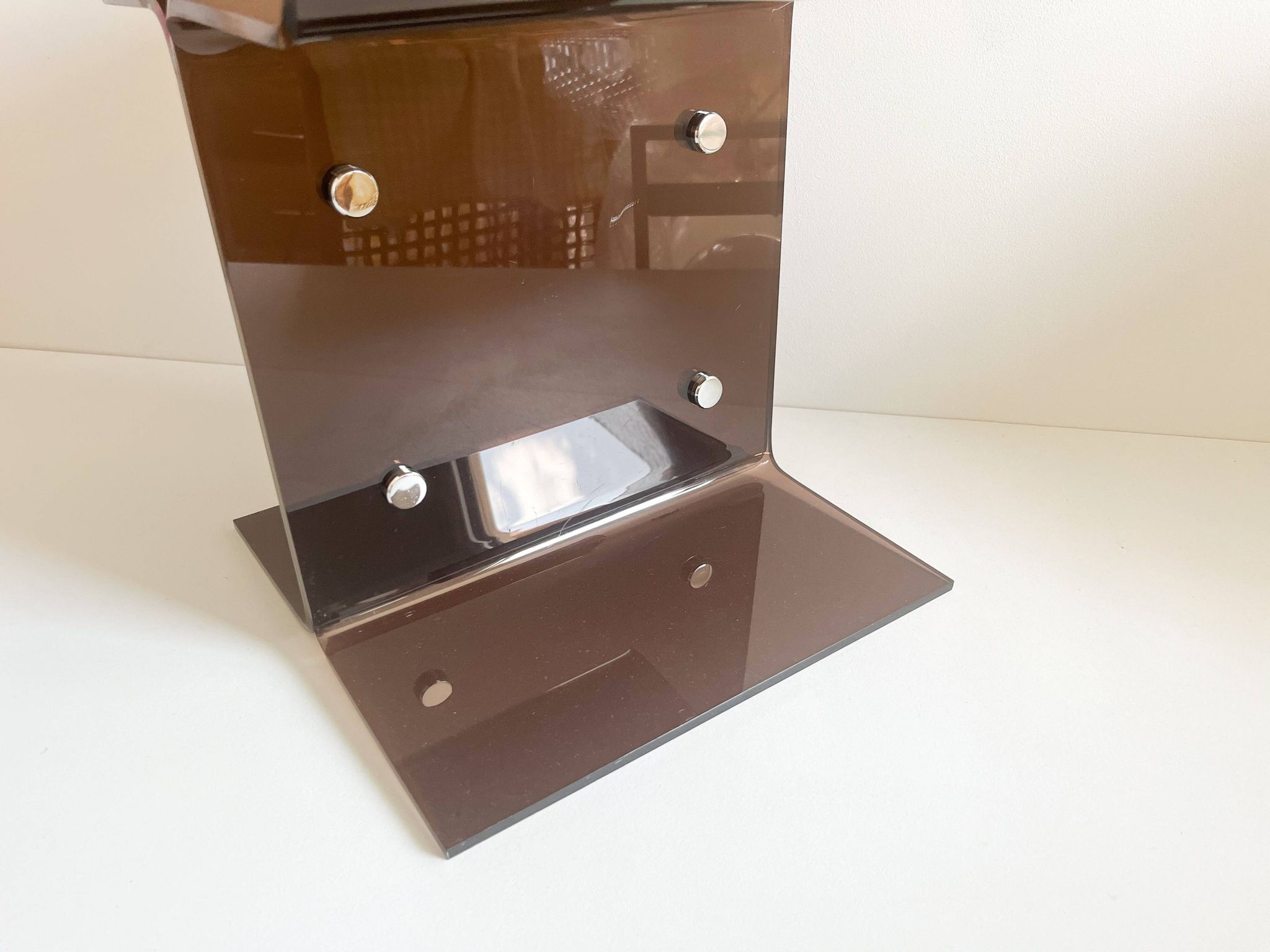 Side table or bedside table, smoked Altuglas, Michel Dumas, 1970s.