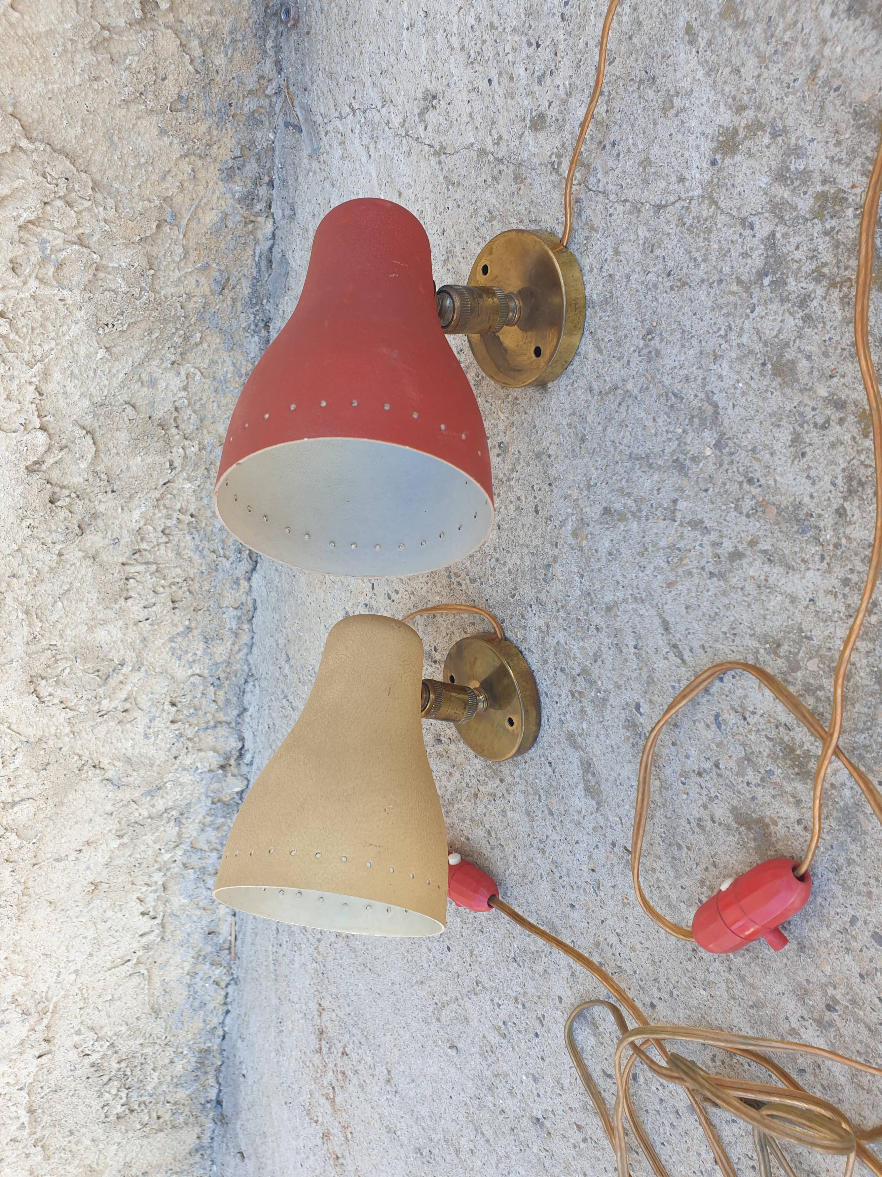 Pair of 50s casserole wall lamps
