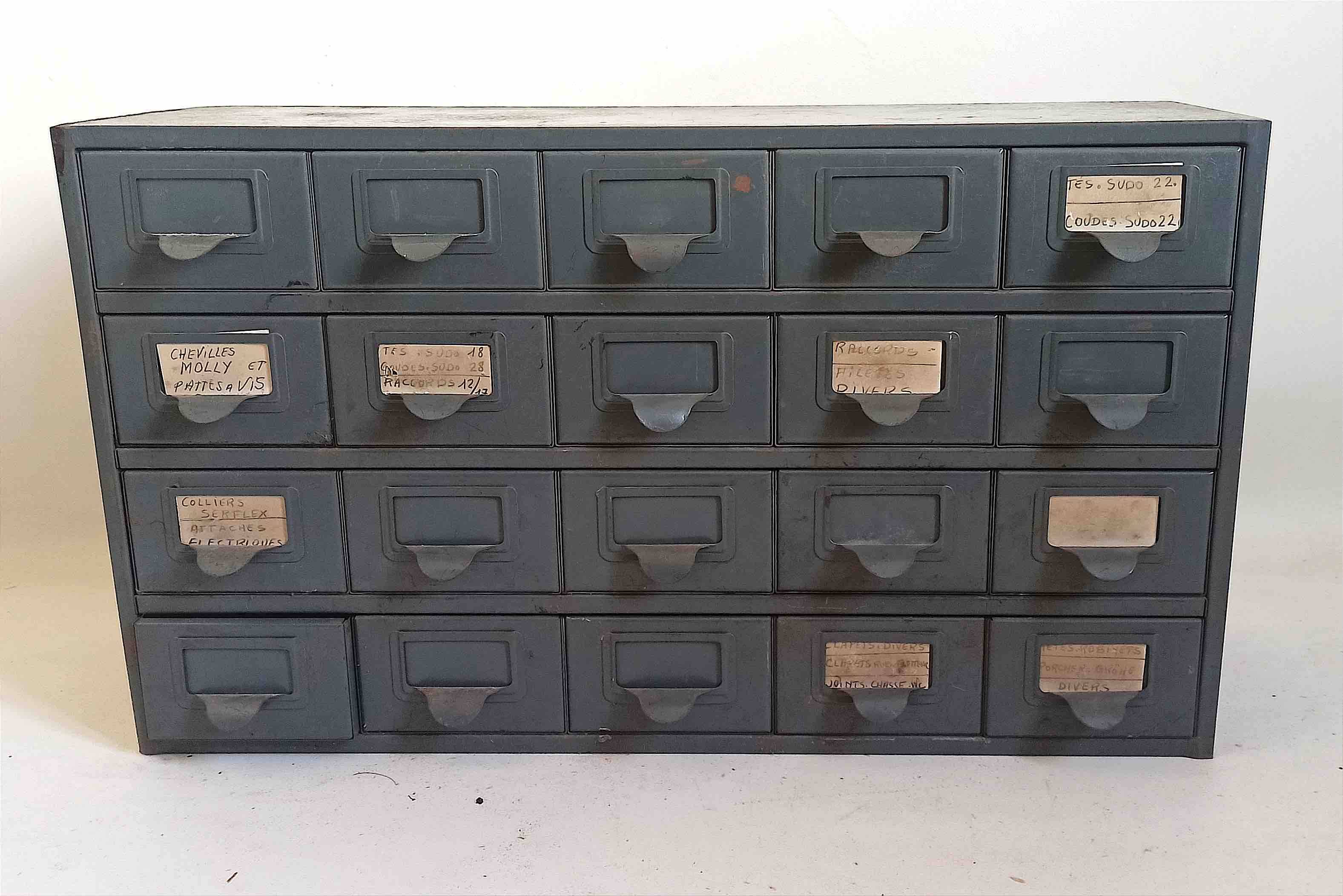Metal workshop cabinet with 20 drawers, width 69 cm