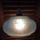 Pendant lamp globe in frosted molded glass relief flowers Blue Dp 112294