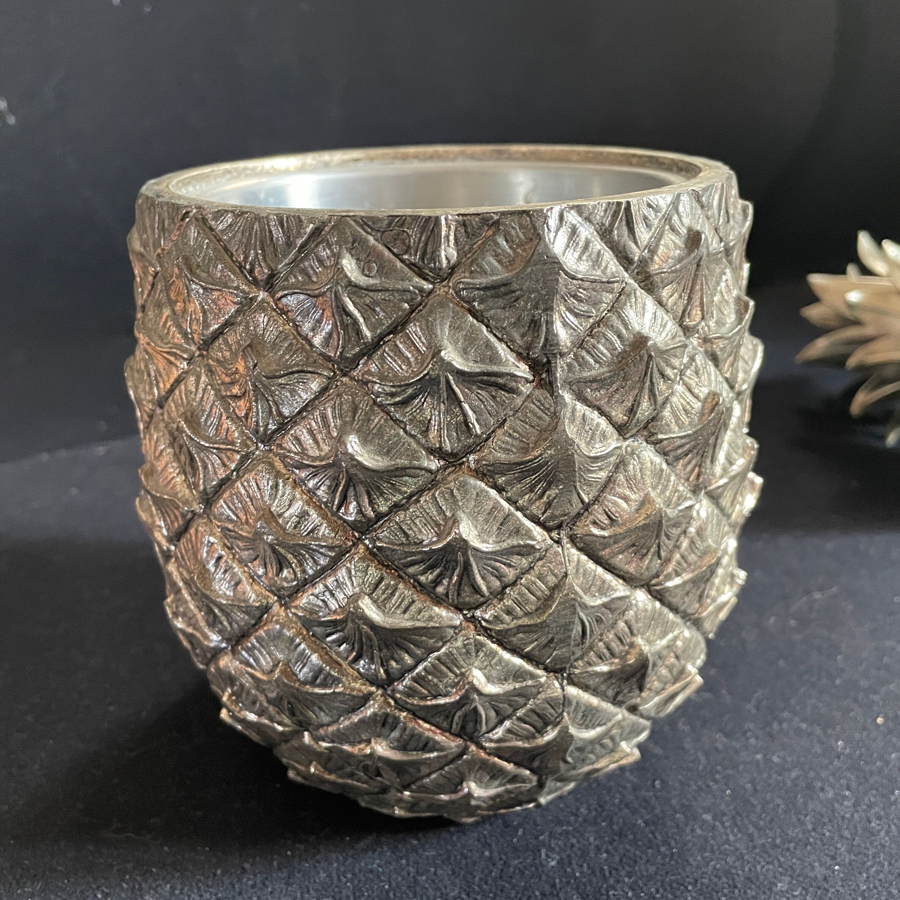 Pineapple Mauro Manetti ce cube tray in silver metal design 1960 M/M vintage