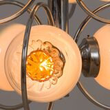 Mazzega Space Age Murano glass chrome plated chandelier, Italy 1970s