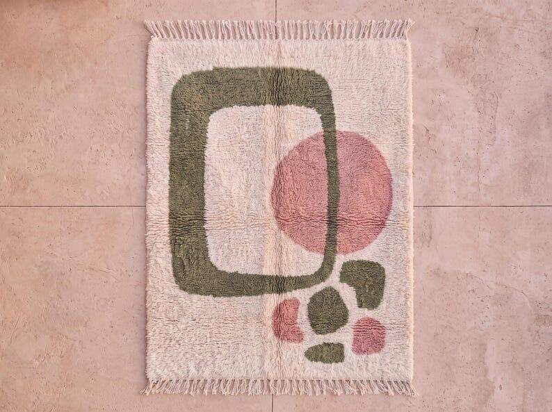 Authentic traditional Berber rug with colourful patterns 1.5/2.5 m
