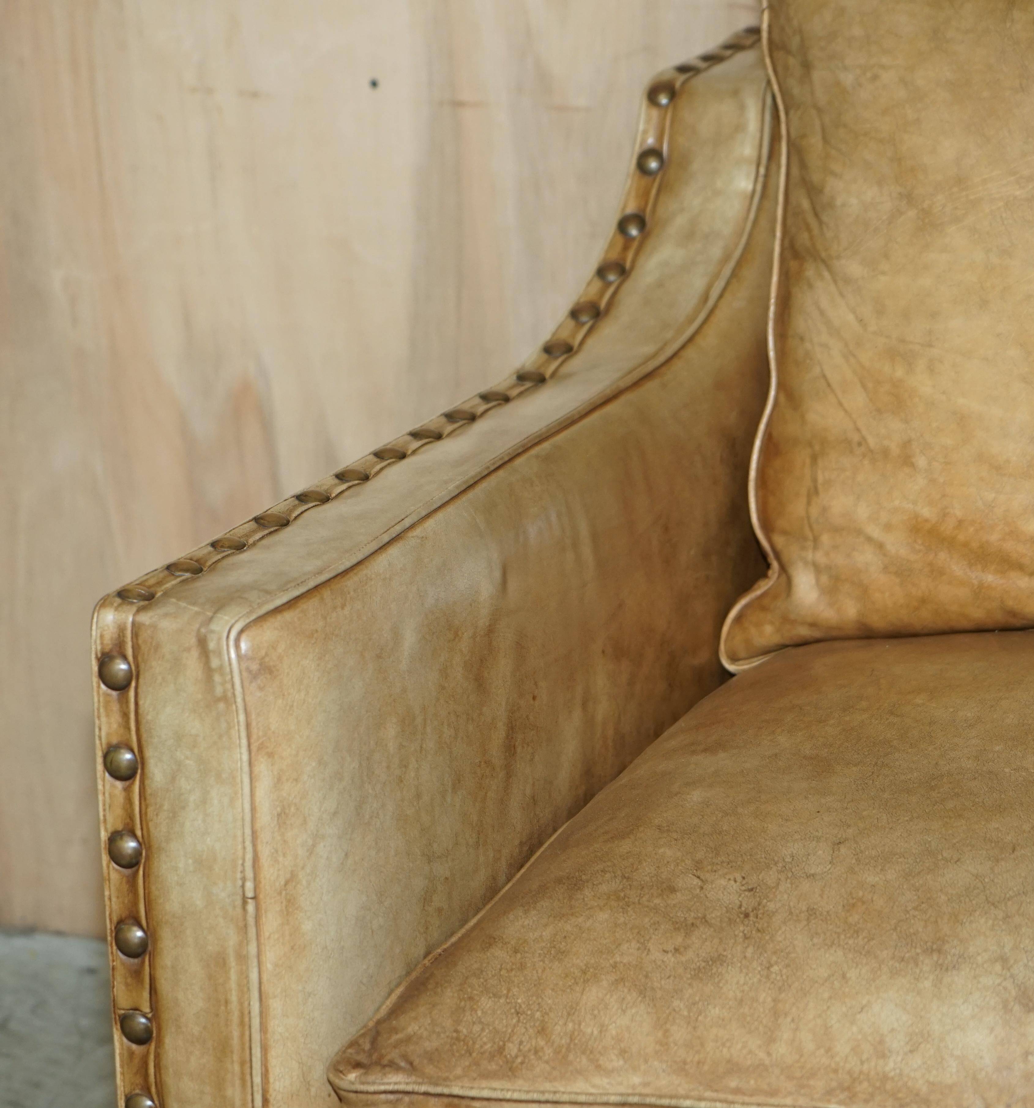 Edwardian Style Leather Two-Seater Sofa with Studs