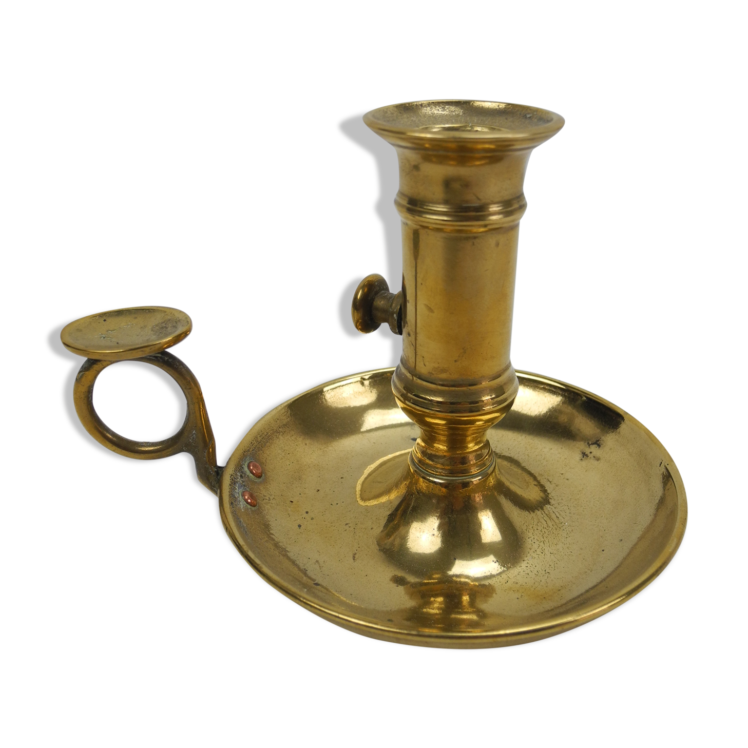 Ancien bougeoir laiton old french brass candle holder