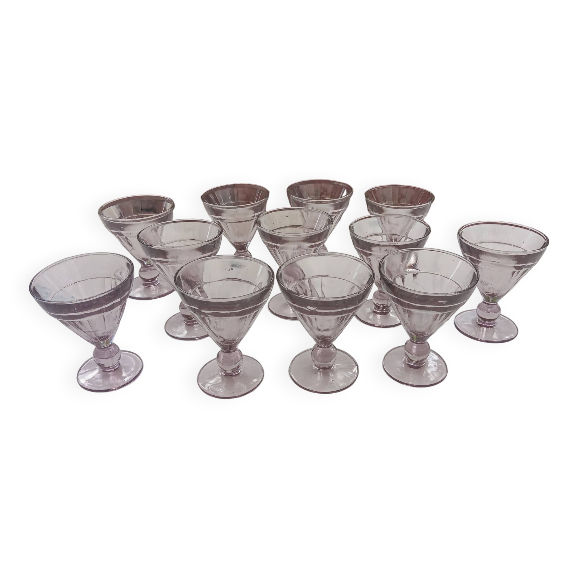 12 old bistro glasses