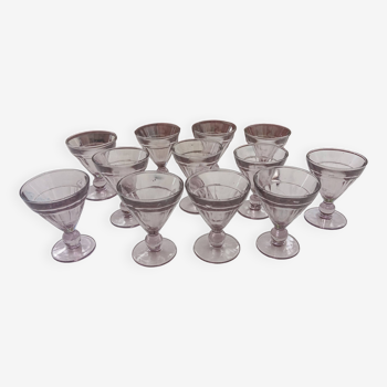 12 old bistro glasses