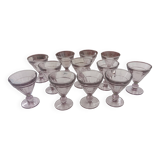 12 old bistro glasses