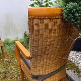 Paire de Chaises Vintage en Rotin & Bois Massif – Ambiance Bohème Chic