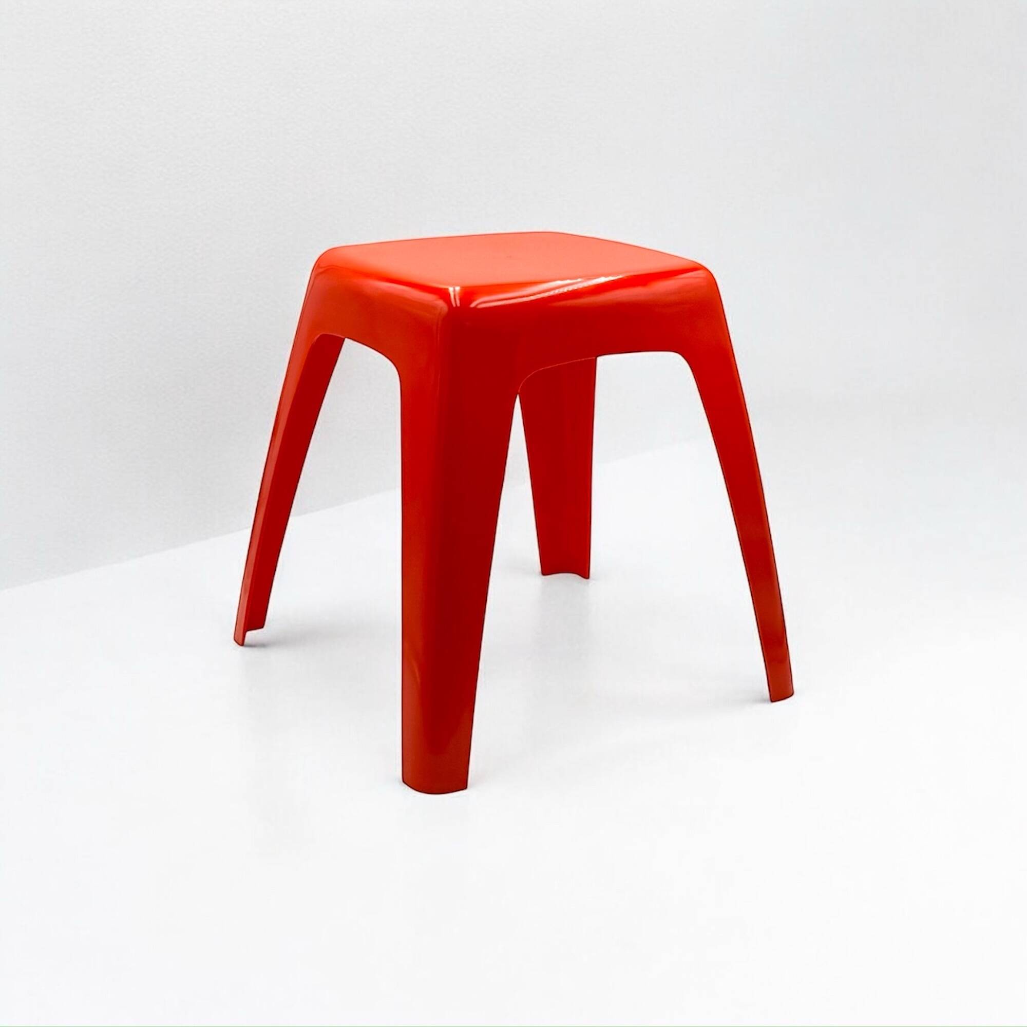 Vintage Stool or Side Table in Vibrant Orange, 1970s