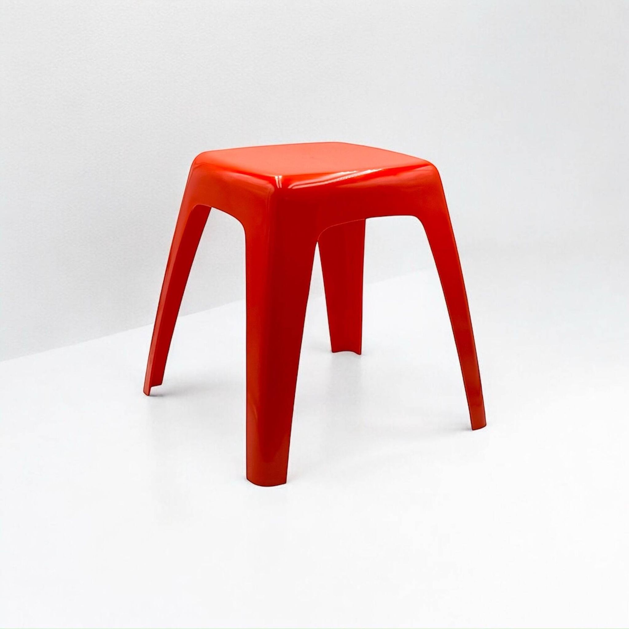 Vintage Stool or Side Table in Vibrant Orange, 1970s